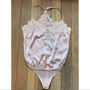 Abercrombie Blush Pink Satin Bodysuit Never Worn
